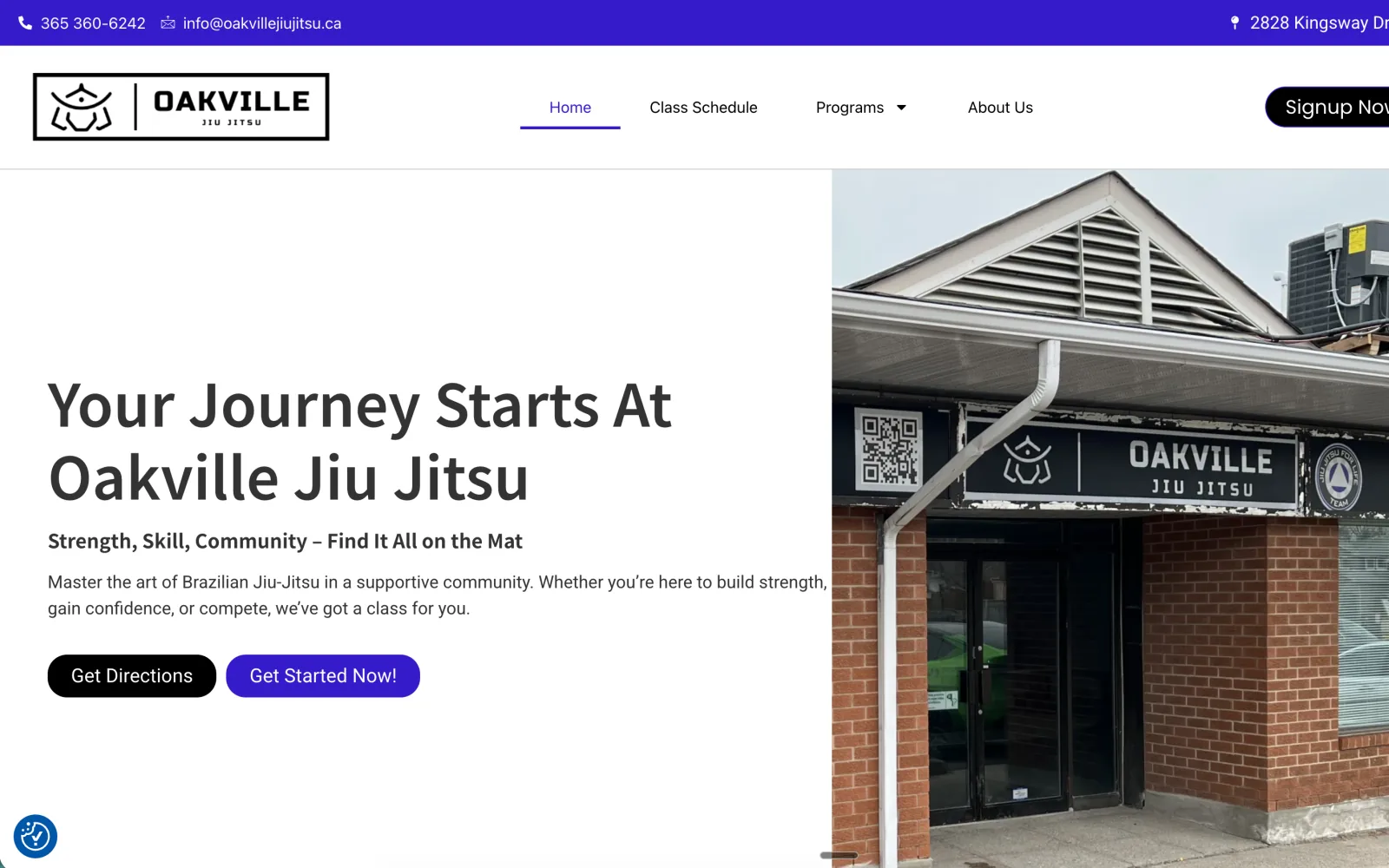 Oakville Jiu-Jitsu — old website before Conversion Bees rebuild